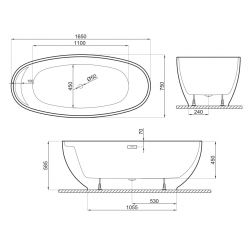 Ванна акриловая Polimat Kivi 165x75 белая