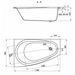 Акриловая ванна Alba Spa Baline 150x90 L левая