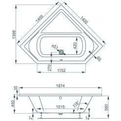 Ванна акриловая Vagnerplast Cavallo 140x140