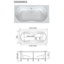 Акриловая ванна 1Marka Dinamika 180x80