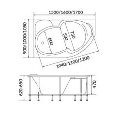 Акриловая ванна 1Marka Diana 150x90 L левая