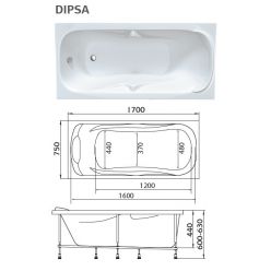 Акриловая ванна 1Marka Dipsa 170x75