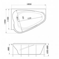 Акриловая ванна 1Marka Love 185x135 L левая