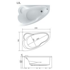 Акриловая ванна 1Marka Lil 140x90 L левая