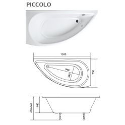Акриловая ванна 1Marka Piccolo 150x75 R правая