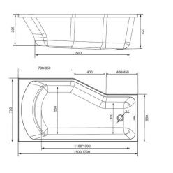 Акриловая ванна 1Marka Convey 170x75 R правая