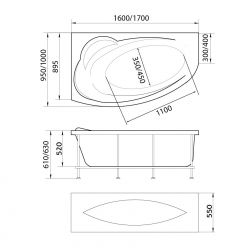 Акриловая ванна 1Marka Julianna 170x100 R правая