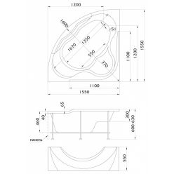 Акриловая ванна 1Marka Aima Grand Luxe 155x155