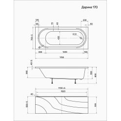 Акриловая ванна 1Marka Poseidon Darina 170x70