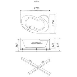 Акриловая ванна Triton Мари 170x110 угловая L левая