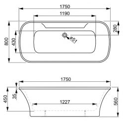 Ванна акриловая Vagnerplast Blanca WT 175 175x80