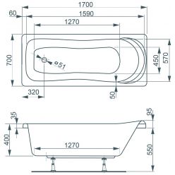 Ванна акриловая Vagnerplast Penelope 170x70