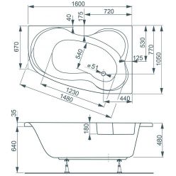 Ванна акриловая Vagnerplast Melite 160x105 R правая