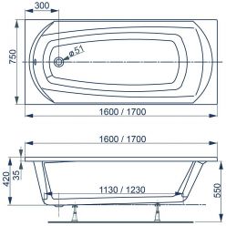 Ванна акриловая Vagnerplast Ebony 160x75