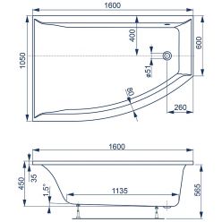Ванна акриловая Vagnerplast Veronela offset 160x105 R правая