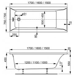 Ванна акриловая Vagnerplast Veronela 150x70