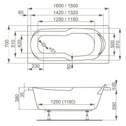 Ванна акриловая Vagnerplast Nymfa 150x70