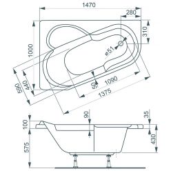 Ванна акриловая Vagnerplast Selena 147x100 R правая