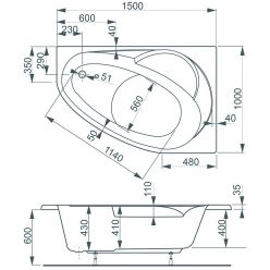 Ванна акриловая Vagnerplast Flora 150x100 L левая