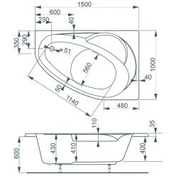 Ванна акриловая Vagnerplast Flora 150x100 R правая