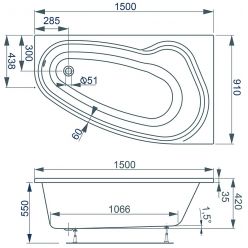 Ванна акриловая Vagnerplast Avona 150x90 R правая