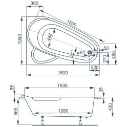 Ванна акриловая Vagnerplast Selena 160x105 R правая