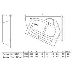 Акриловая ванна Alba Spa Katrina 150x100 правая