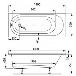 Ванна акриловая Vagnerplast Kasandra 140x70