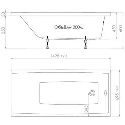 Ванна акриловая Triton Джена 150x70