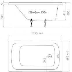 Ванна акриловая Triton Стандарт 120x70 Экстра