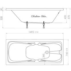 Ванна акриловая Triton Стандарт 150x75 Экстра