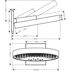 Верхний душ Hansgrohe Rainfinity 360 3jet с настенным разъемом 26234700