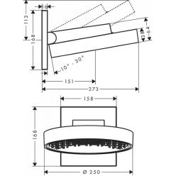 Верхний душ Hansgrohe Rainfinity 250 1jet с настенным разъемом 26226000