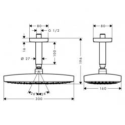 Верхний душ Hansgrohe Raindance Select E 300 2jet 27384400