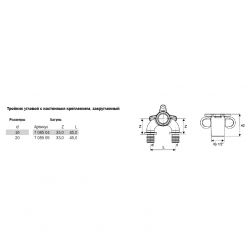 TECEflex 708626 Тройник угловой с настенным креплением, закругленный, бронза 20 x 1/2" x 20