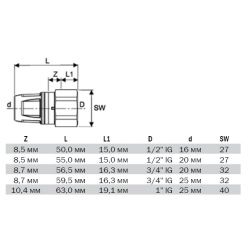 TECElogo 8610003 Соединение прямое с внутренней резьбой 20 х Rp 1/2