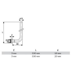 TECElogo 8740401 Монтажная трубка для подключения радиатора конечная, 16 х 15 мм, 330 мм