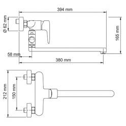 Смеситель для ванны и душа WasserKraft Vils 5602L с длинным изливом