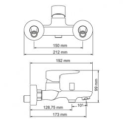 Смеситель для ванны и душа WasserKraft Vils 5601 с коротким изливом