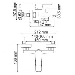 Смеситель для ванны и душа с коротким изливом WasserKraft Dill 6101