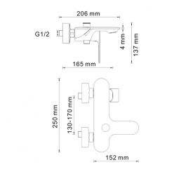 Смеситель для ванны и душа WasserKraft Dinkel 5801 с коротким изливом