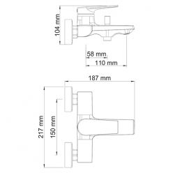 Смеситель для ванны и душа WasserKraft Lopau 3201 с коротким изливом