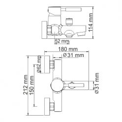 Смеситель для ванны и душа WasserKraft Main 4101 с коротким изливом