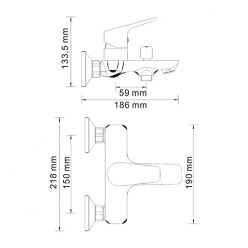 Смеситель для ванны и душа WasserKraft Lippe 4501 с коротким изливом