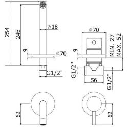 Встраиваемый смеситель для раковины Paffoni Light (нерж. сталь) LIG007ST70